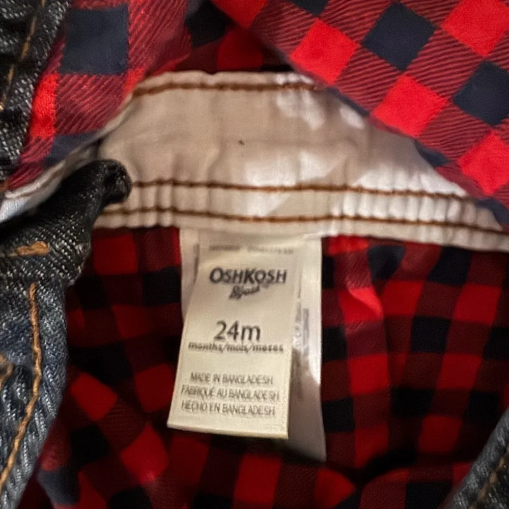 OshKosh B’gosh Infant Denim Overalls Flannel Lined 24M Vestbak